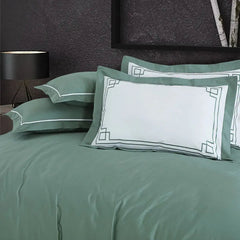 Malako Grace Embroidery Plain Emerald Green King Size 100% Cotton Bed Sheet - MALAKO