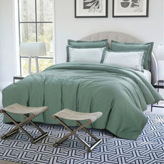 Malako Grace Embroidery Plain Emerald Green King Size 100% Cotton Bed Sheet - MALAKO