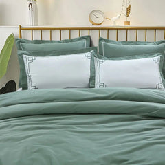 Malako Grace Embroidery Plain Emerald Green King Size 100% Cotton Bed Sheet - MALAKO