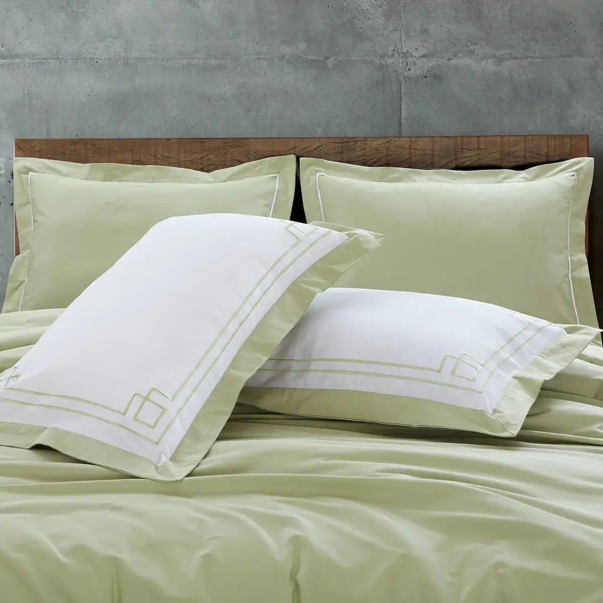 Malako Grace Embroidery Plain Sage Green King Size 100% Cotton Bed Sheet - MALAKO