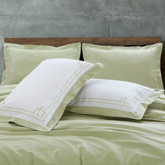 Malako Grace Embroidery Plain Sage Green King Size 100% Cotton Bed Sheet - MALAKO