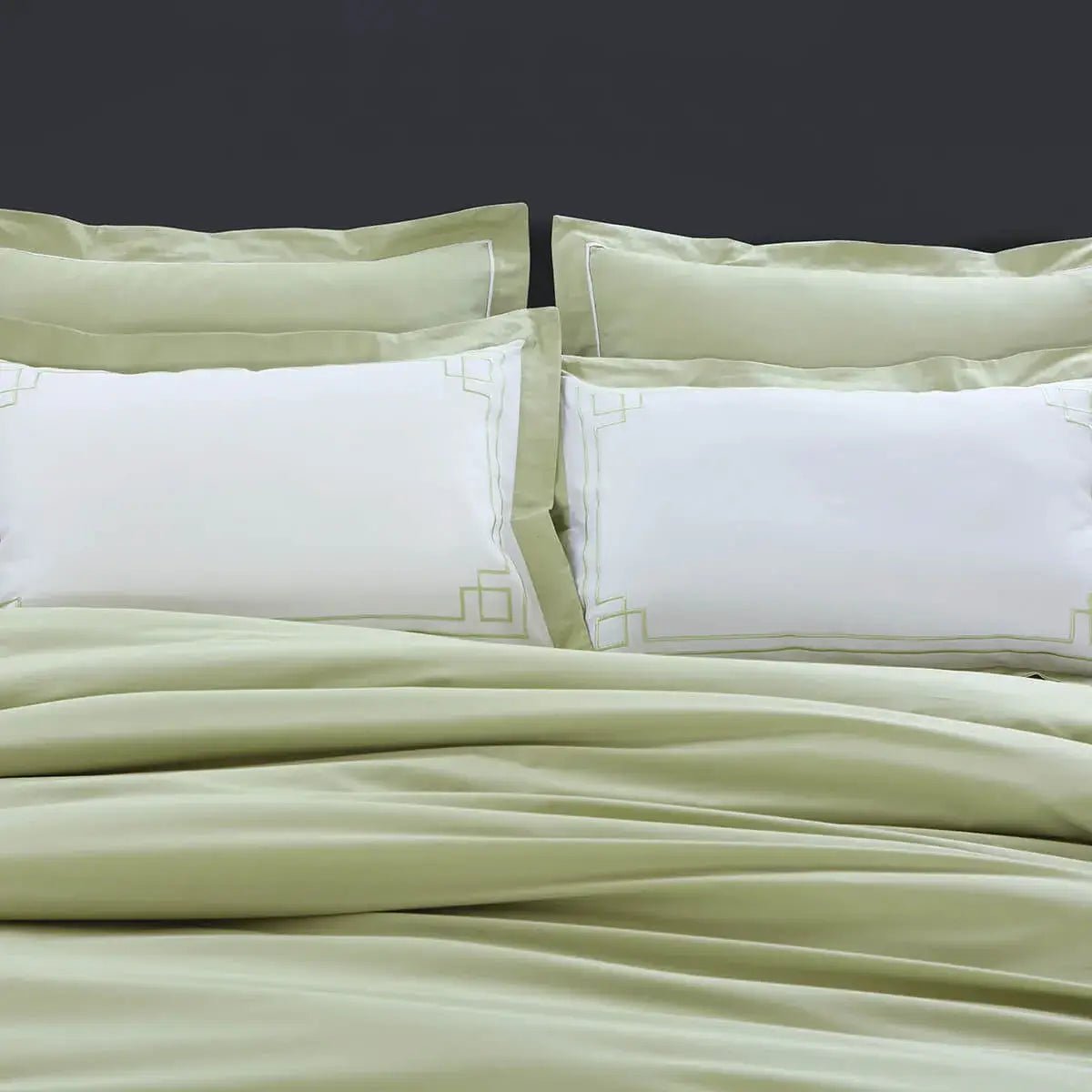 Malako Grace Embroidery Plain Sage Green King Size 100% Cotton Bed Sheet - MALAKO