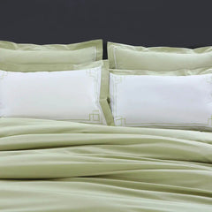 Malako Grace Embroidery Plain Sage Green King Size 100% Cotton Bed Sheet - MALAKO