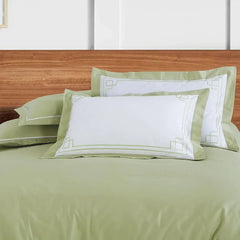 Malako Grace Embroidery Plain Sage Green King Size 100% Cotton Bed Sheet - MALAKO
