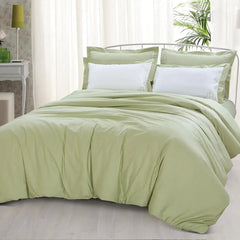 Malako Grace Embroidery Plain Sage Green King Size 100% Cotton Bed Sheet - MALAKO