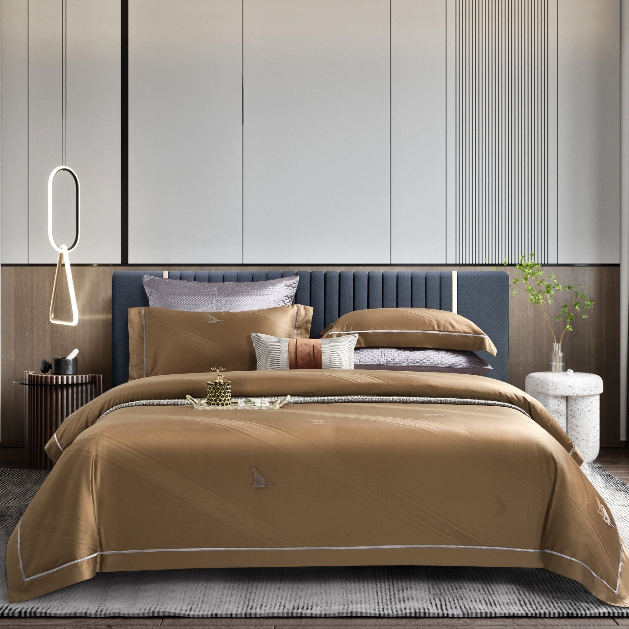 Malako Italian Opulence Brown Jacquard Super King Size 100% Cotton Bedding - MALAKO
