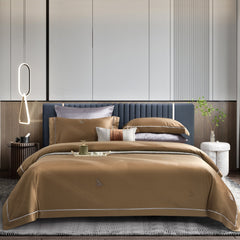 Malako Italian Opulence Brown Jacquard Super King Size 100% Cotton Bedding - MALAKO