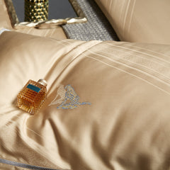 Malako Italian Opulence Cream Jacquard Super King Size 100% Cotton Bedding - MALAKO