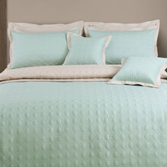 Malako Luxe 550 TC 100% Cotton Mint Green & Beige Solid King Size Reversible Bedspread Set - MALAKO