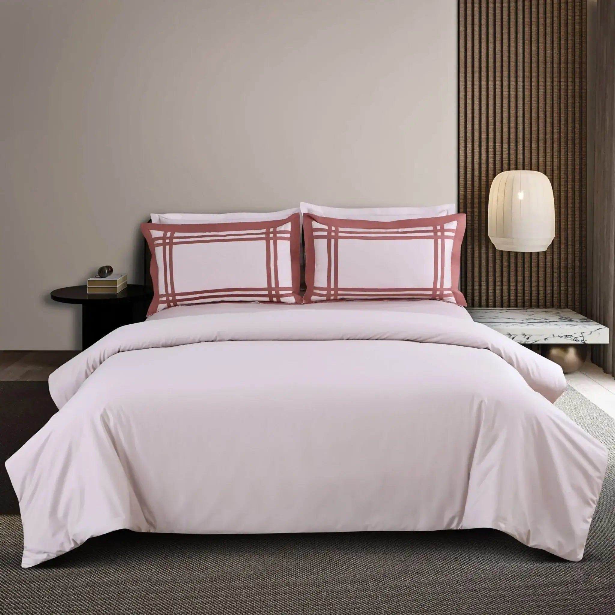 Malako Luxe: Bodo Collection 550TC Almond Beige 100% Cotton Super King Size Bedding - MALAKO