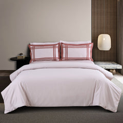 Malako Luxe: Bodo Collection 550TC Almond Beige 100% Cotton Super King Size Bedding - MALAKO