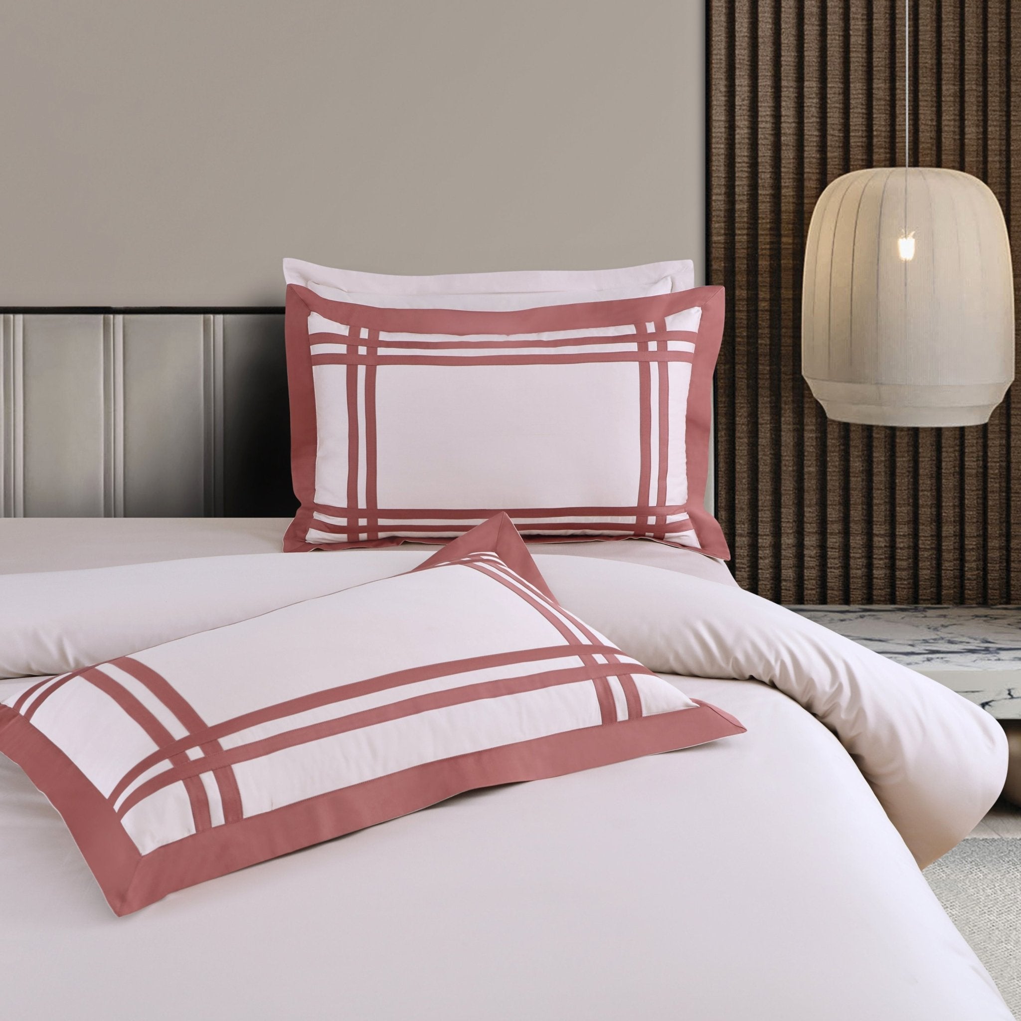 Malako Luxe: Bodo Collection 550TC Almond Beige 100% Cotton Super King Size Bedding - MALAKO