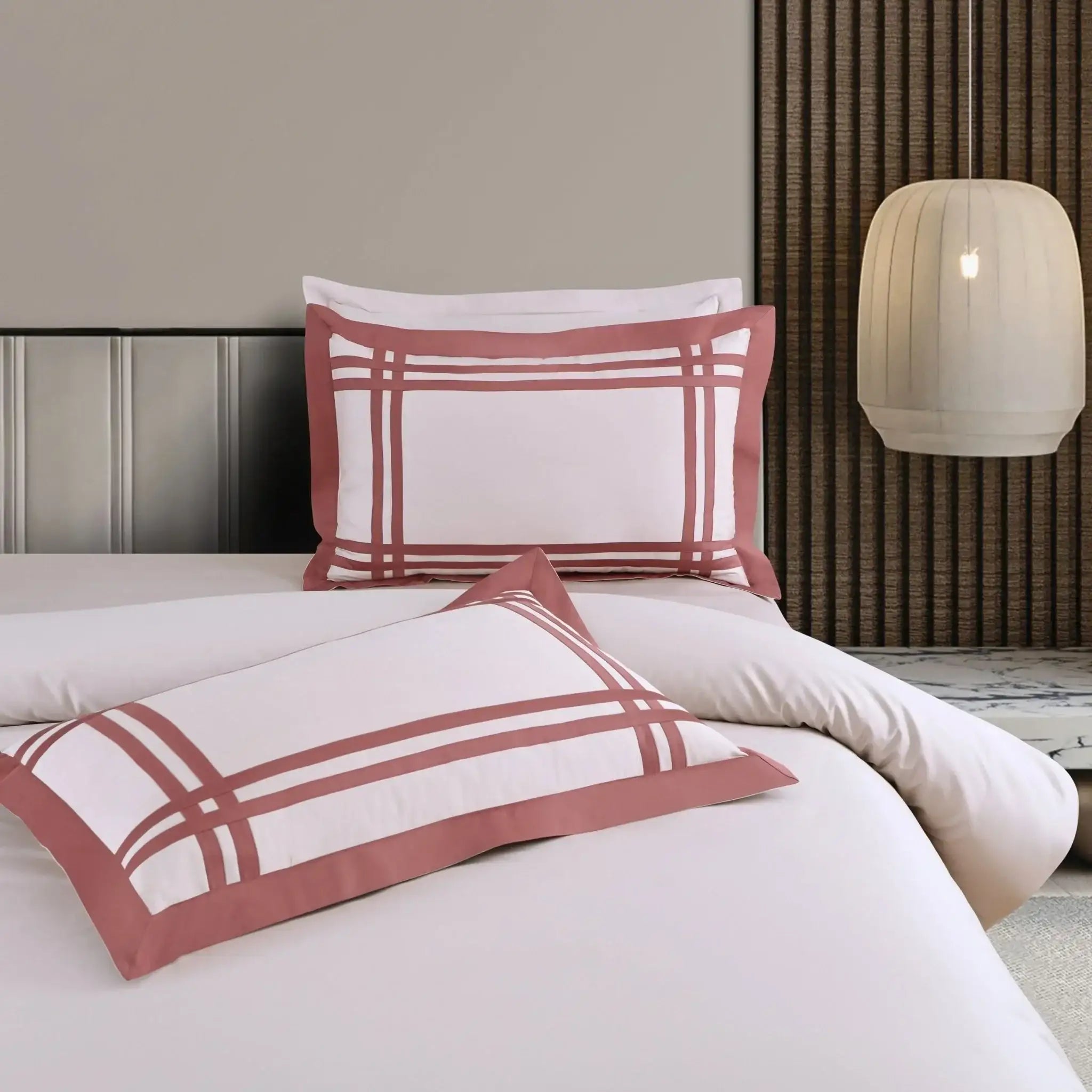 Malako Luxe: Bodo Collection 550TC Almond Beige 100% Cotton Super King Size Bedding - MALAKO