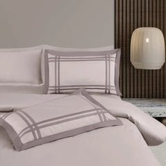 Malako Luxe: Bodo Collection 550TC Beige 100% Cotton Super King Size Bedding - MALAKO