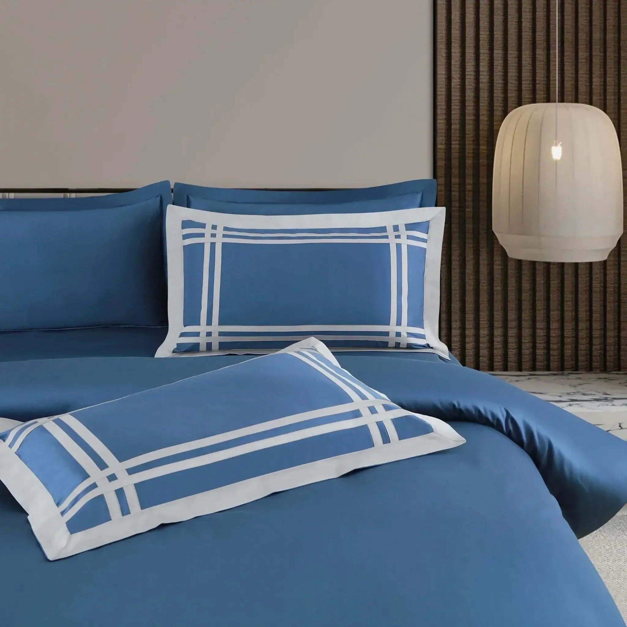 Malako Luxe: Bodo Collection 550TC Blue 100% Cotton Super King Size Duvet Cover Set