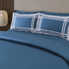 Malako Luxe: Bodo Collection 550TC Blue 100% Cotton Super King Size Duvet Cover Set
