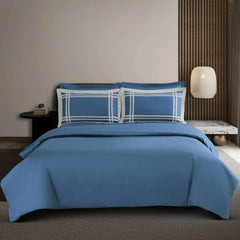 Malako Luxe: Bodo Collection 550TC Blue 100% Cotton Super King Size Bedding