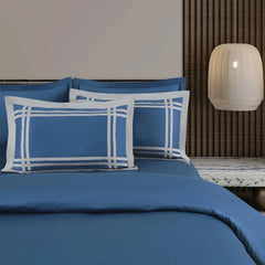 Malako Luxe: Bodo Collection 550TC Blue 100% Cotton Super King Size Bedding