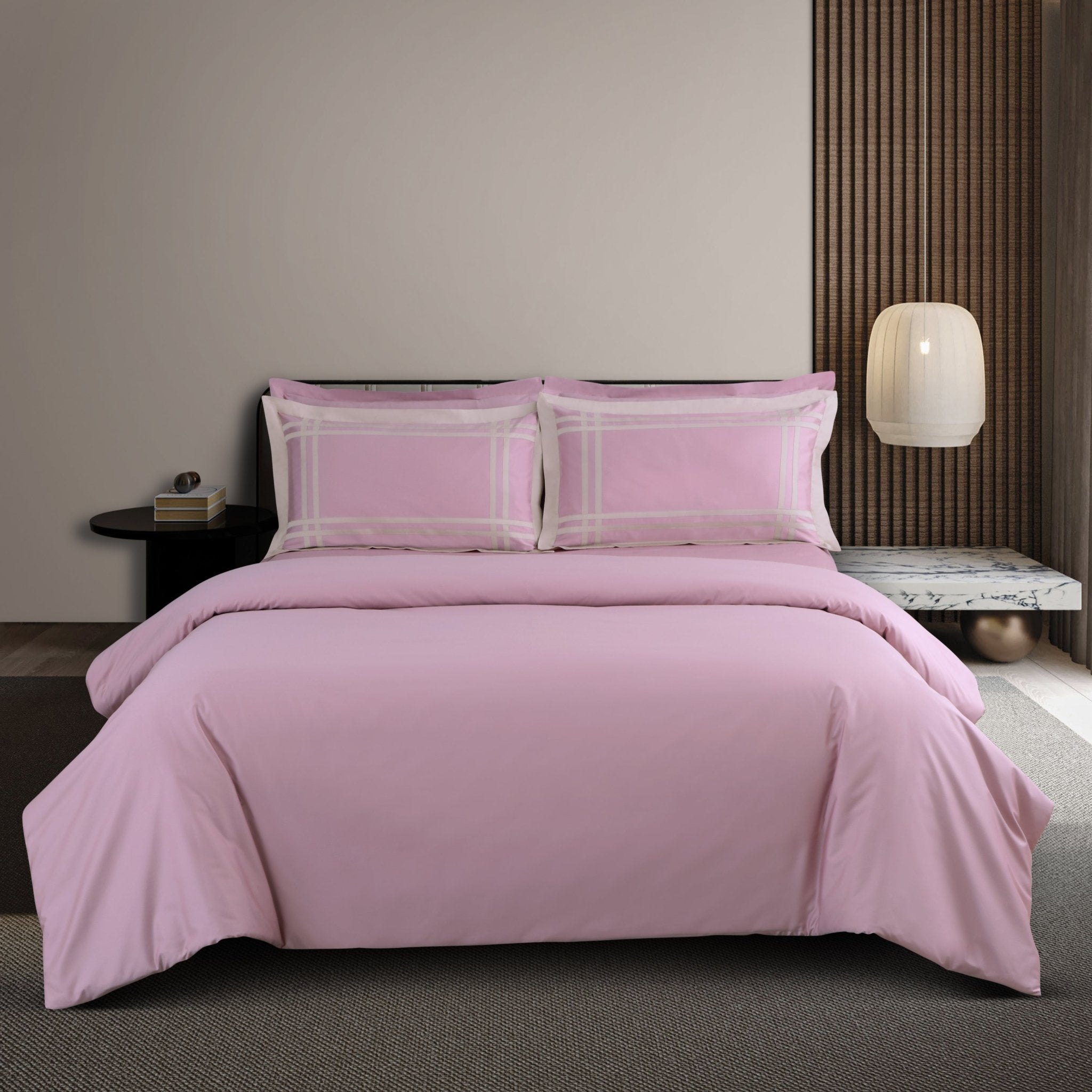 Malako Luxe: Bodo Collection 550TC Blush Pink 100% Cotton Super King Size Bedding - MALAKO