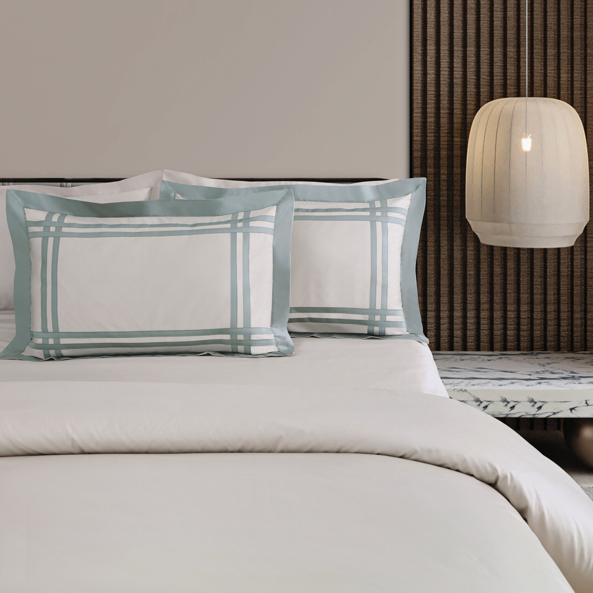 Malako Luxe: Bodo Collection 550TC Olive Beige 100% Cotton Super King Size Bedding - MALAKO