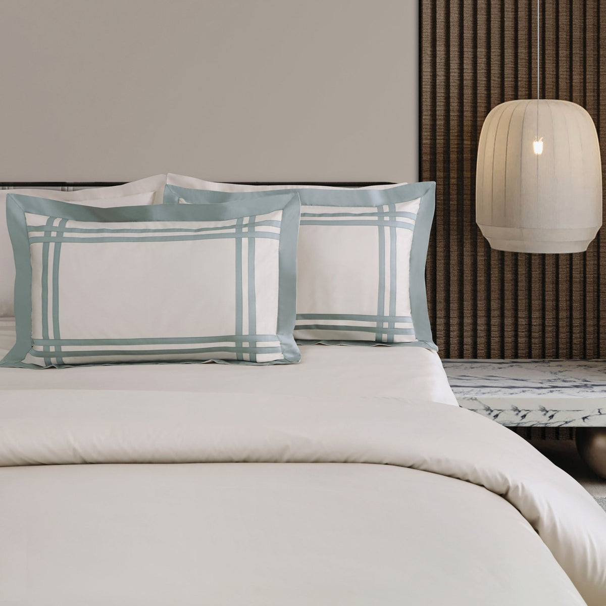 Malako Luxe: Bodo Collection 550TC Olive Beige 100% Cotton Super King Size Bedding - MALAKO