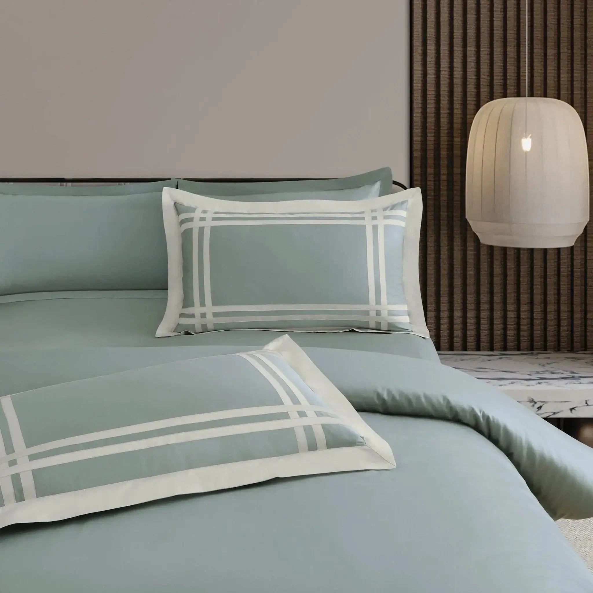 Malako Luxe: Bodo Collection 550TC Olive Green 100% Cotton Super King Size Bedding