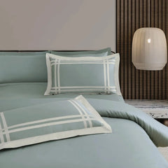 Malako Luxe: Bodo Collection 550TC Olive Green 100% Cotton Super King Size Bedding