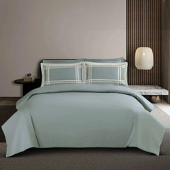 Malako Luxe: Bodo Collection 550TC Olive Green 100% Cotton Super King Size Bedding