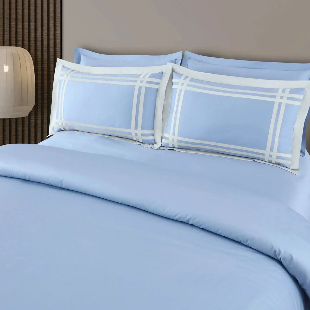 Malako Luxe: Bodo Collection 550TC Pigeon Blue 100% Cotton Super King Size Duvet Cover Set