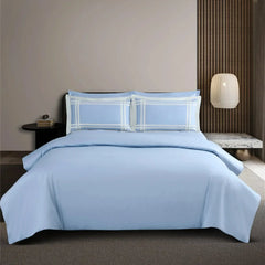 Malako Luxe: Bodo Collection 550TC Pigeon Blue 100% Cotton Super King Size Duvet Cover Set