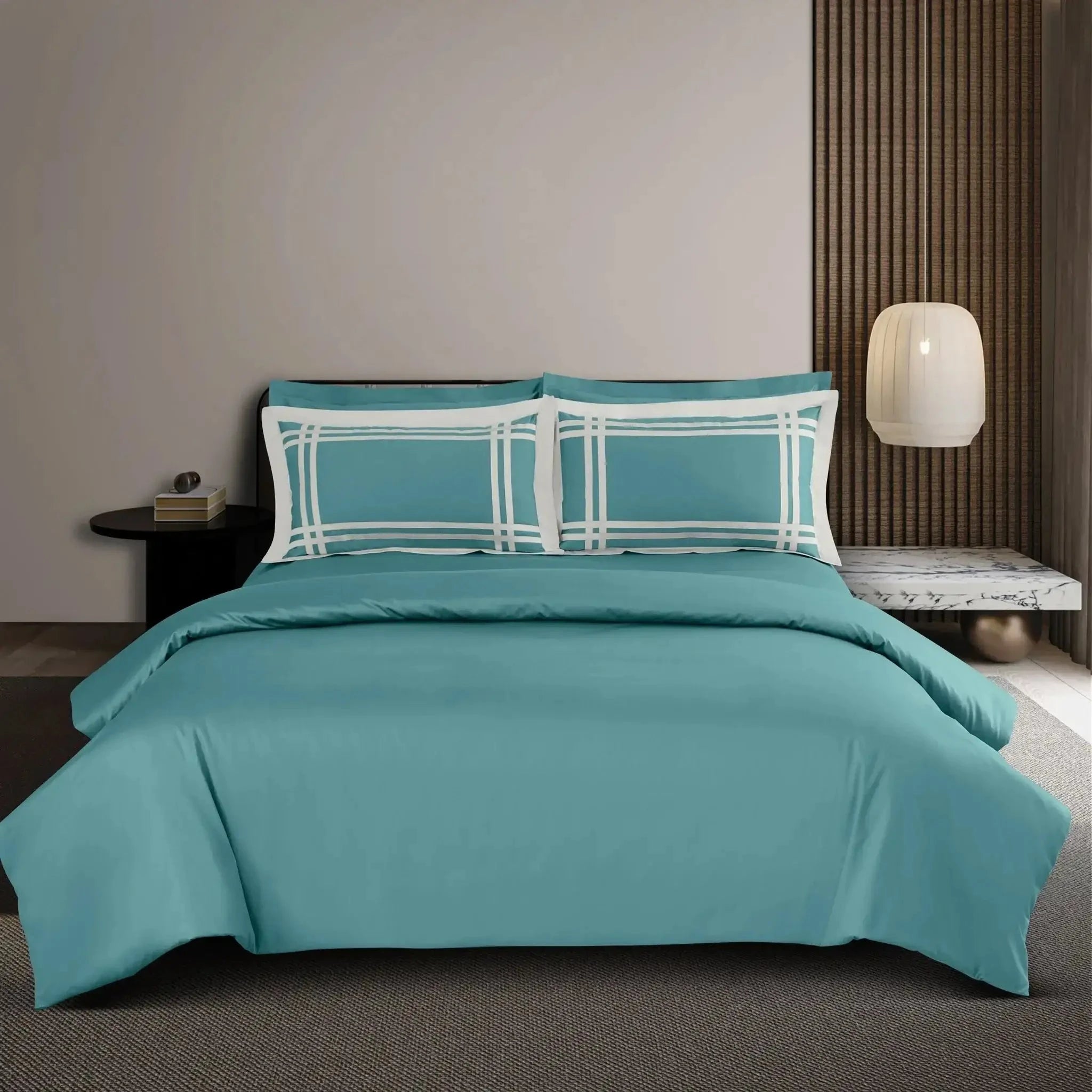 Malako Luxe: Bodo Collection 550TC Teal Green 100% Cotton Super King Size Bedding