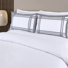 Malako Luxe: Bodo Collection 550TC White 100% Cotton Super King Size Bedding - MALAKO