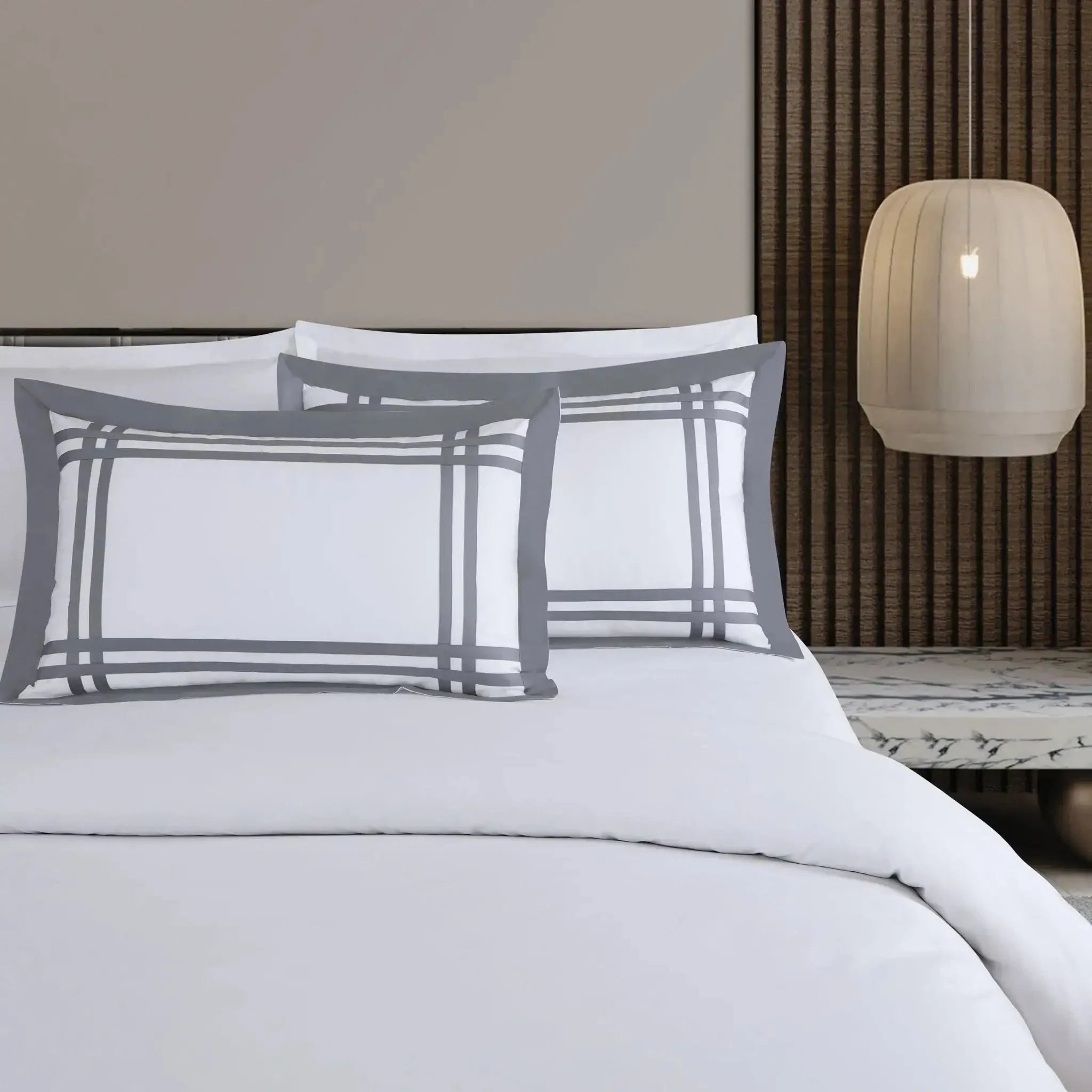 Malako Luxe: Bodo Collection 550TC Silver Grey 100% Cotton Super King Size Bedding