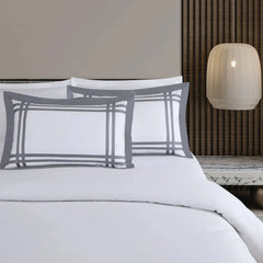 Malako Luxe: Bodo Collection 550TC Silver Grey 100% Cotton Super King Size Bedding
