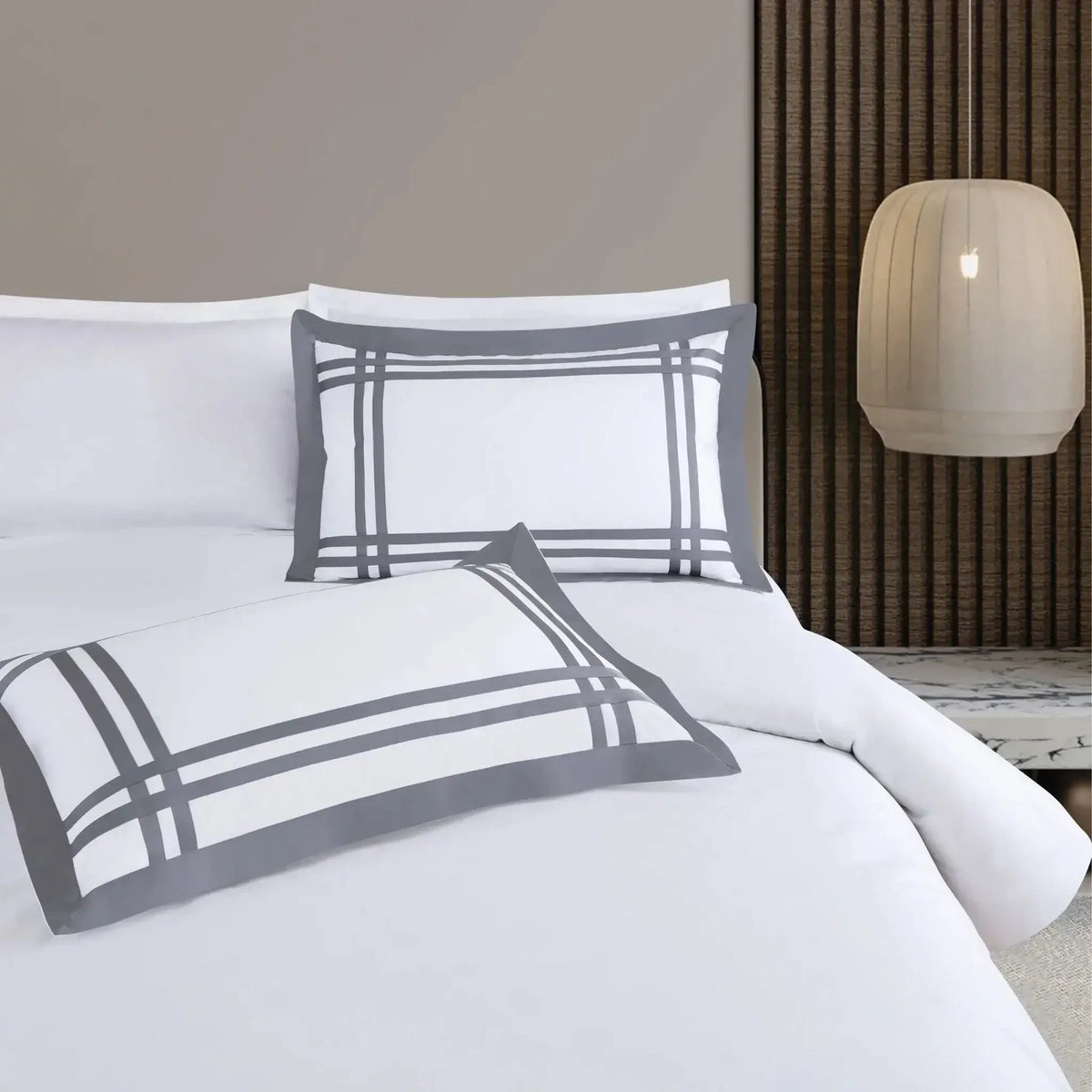 Malako Luxe: Bodo Collection 550TC Silver Grey 100% Cotton Super King Size Duvet Cover Set