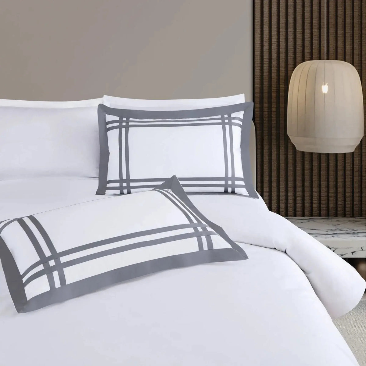 Malako Luxe: Bodo Collection 550TC Silver Grey 100% Cotton Super King Size Bedding