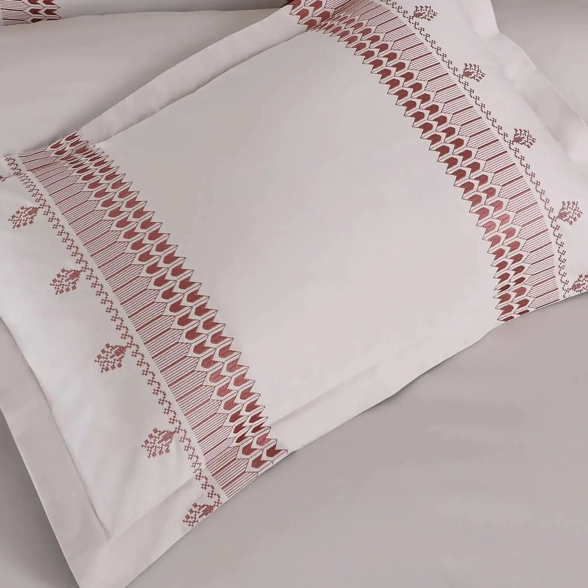 Malako Luxe Collection 550 TC Almond Beige & Cedar Premium Embroidered Bedding
