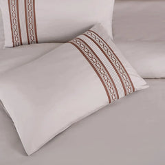 Malako Luxe Collection 550 TC Almond Beige & Cedar Premium Embroidered Bedding
