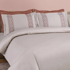 Malako Luxe Collection 550 TC Almond Beige & Cedar Premium Embroidered Bedding
