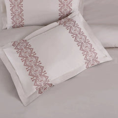 Malako Luxe Collection 550 TC Almond Beige & Cedar Premium Embroidered Bedding
