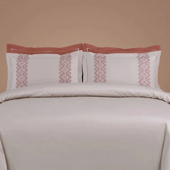 Malako Luxe Collection 550 TC Almond Beige & Cedar Premium Embroidered Bedding