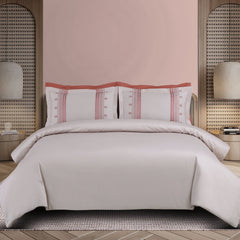 Malako Luxe Collection: 550 TC Almond Beige & Cedar Premium Embroidered Bedding - MALAKO