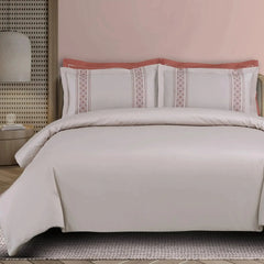 Malako Luxe Collection 550 TC Almond Beige & Cedar Premium Embroidered Bedding