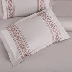 Malako Luxe Collection 550 TC Almond Beige & Cedar Premium Embroidered Bedding