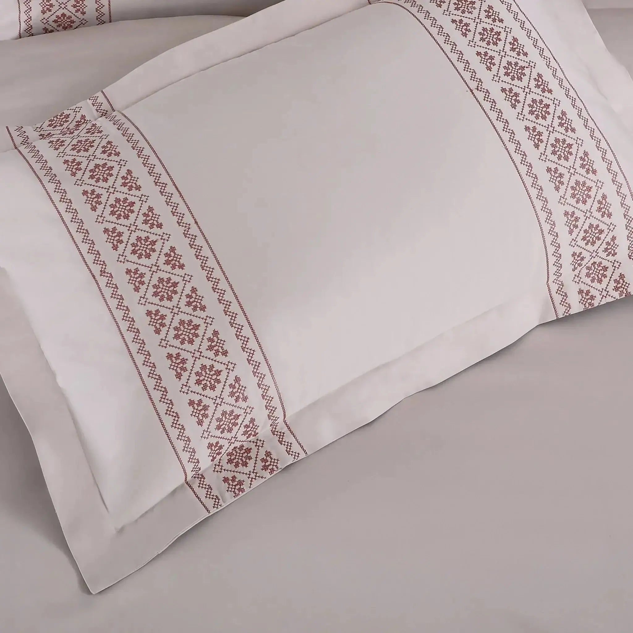 Malako Luxe Collection 550 TC Almond Beige & Cedar Premium Embroidered Bedding
