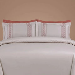 Malako Luxe Collection 550 TC Almond Beige & Cedar Premium Embroidered Bedding