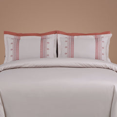 Malako Luxe Collection: 550 TC Almond Beige & Cedar Premium Embroidered Bedding - MALAKO