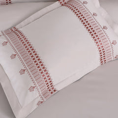 Malako Luxe Collection: 550 TC Almond Beige & Cedar Premium Embroidered Bedding - MALAKO