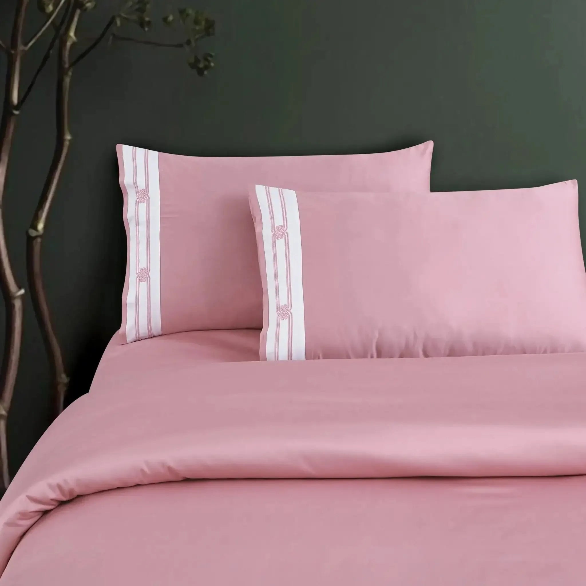 Malako Luxe Collection 550 TC Blush Pink Premium Embroidered Bedding