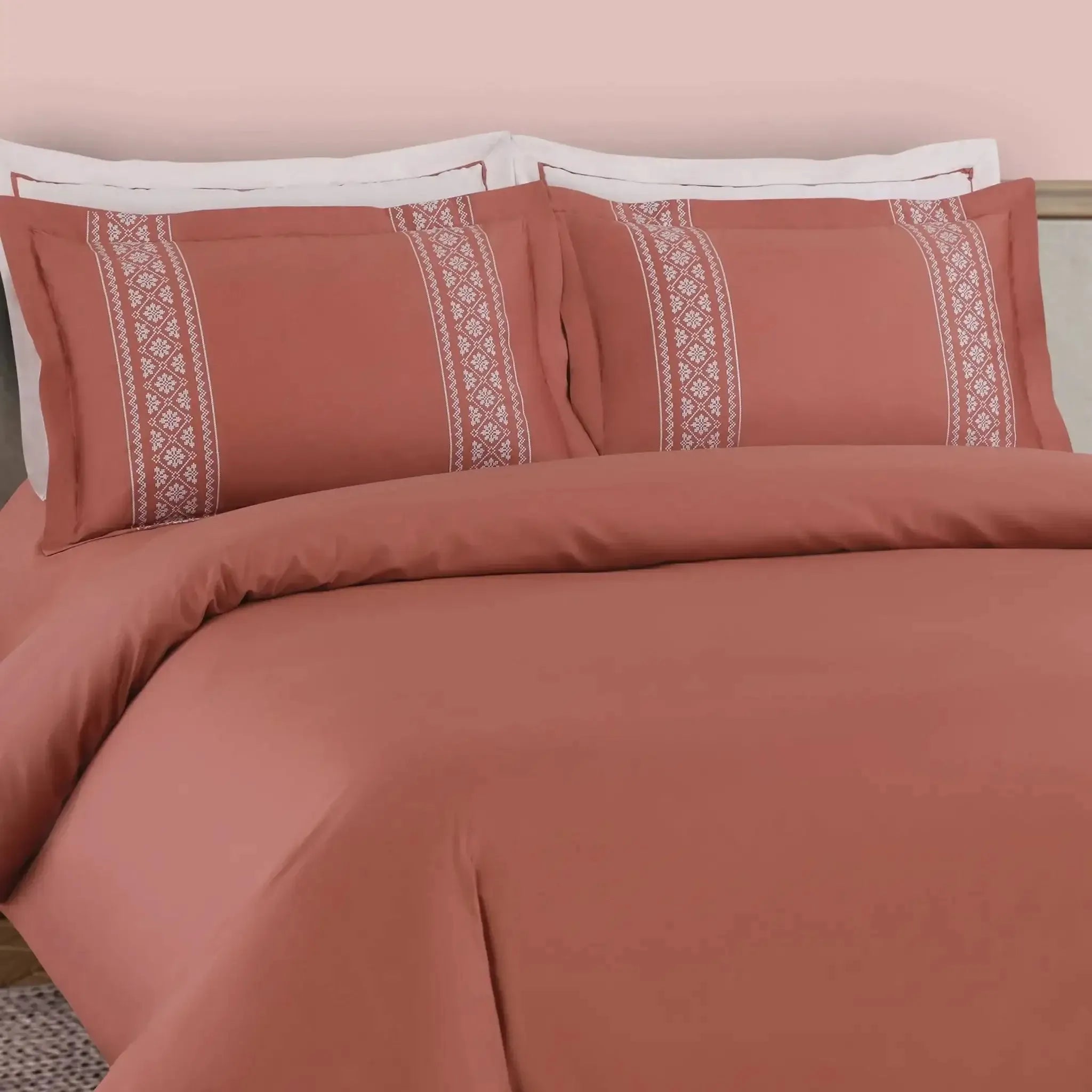 Malako Luxe Collection 550 TC Cedar & Almond Beige Premium Embroidered Bedding